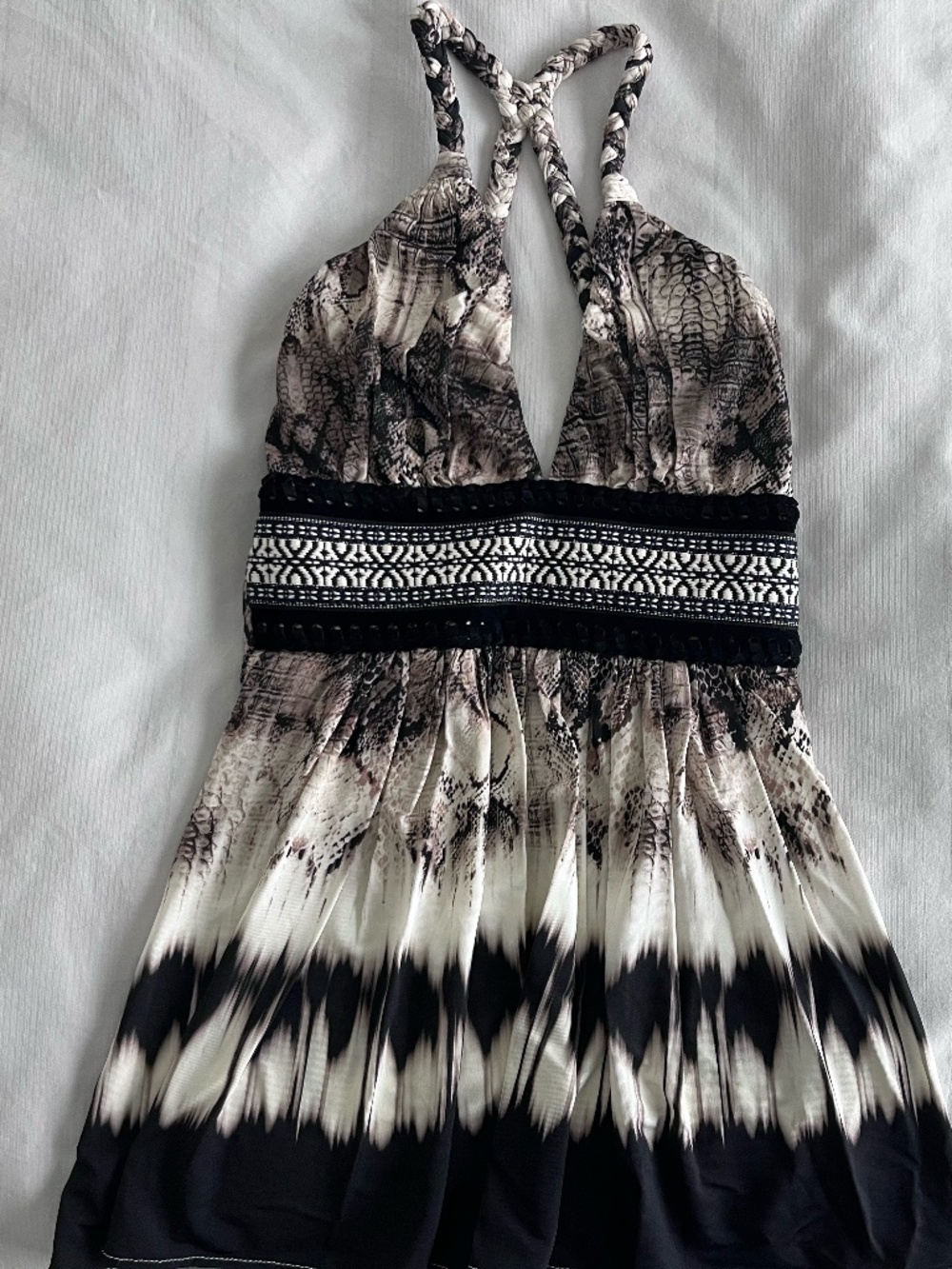 Sky Going Out Top Y2K 2010s Fashion Braided Straps Tie Dye Size Small Low Cut